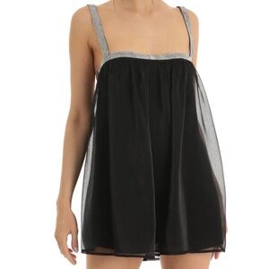 Lucy in the Sky Rhinestone Strap Shift Dress in Black